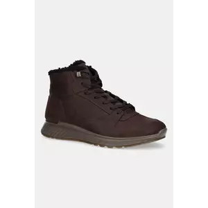 Ecco pantofi din nubuc Exostride Mid Warm culoarea maro, 835414-02178 imagine