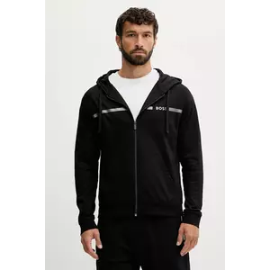 BOSS hanorac de bumbac culoarea negru, cu glugă, cu imprimeu, 50550571 imagine