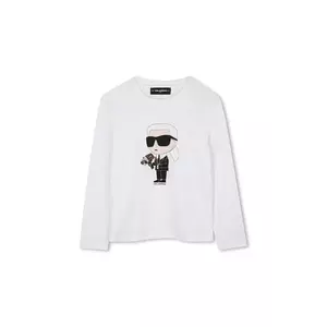 Karl Lagerfeld longsleeve din bumbac pentru copii culoarea alb, cu imprimeu, Z30953 imagine