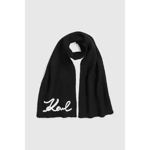 Karl Lagerfeld eșarfă din amestec de lână culoarea negru, cu imprimeu, A4W33028 imagine