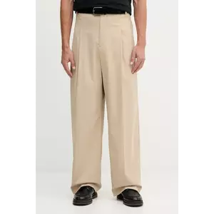 Kenzo pantaloni de lână bărbați, culoarea bej, chinos FF65PA3689RZ imagine