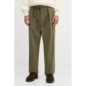 BOSS pantaloni de bumbac BECKHAM X BOSS culoarea verde, drept, 50554875 imagine
