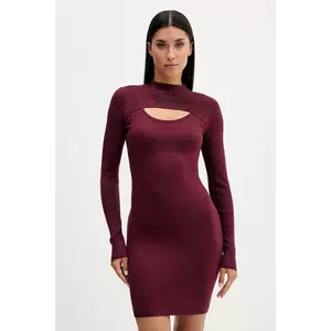Karl Lagerfeld Jeans rochie culoarea bordo, mini, mulată, A4W13010 imagine