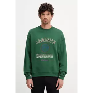 Lacoste hanorac de bumbac culoarea verde, cu imprimeu, SH5888 imagine