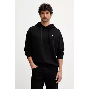 United Colors of Benetton hanorac de bumbac culoarea negru, cu glugă, uni, 342ZU201K imagine