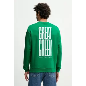 United Colors of Benetton hanorac de bumbac culoarea verde, cu imprimeu, 3FWYU10AZ imagine