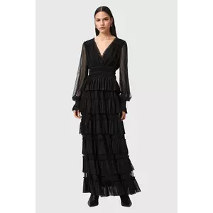 AllSaints rochie XANTARA culoarea negru, maxi, evazați, W029DD imagine