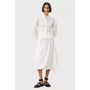 AllSaints fustă NIA culoarea alb, midi, evazați, W001RD imagine