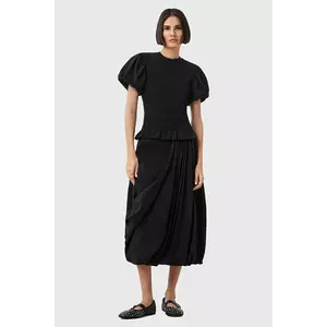 AllSaints fustă NIA culoarea negru, midi, evazați, W001RD imagine