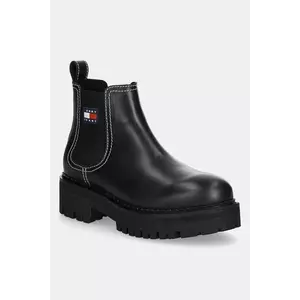 Tommy Jeans ghete chelsea de piele TJW URBAN CHELSEA BOOT culoarea negru, cu platformă, EN0EN02908 imagine