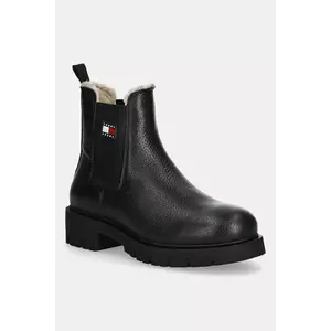 Tommy Jeans ghete chelsea de piele TJW CHELSEA BOOT WL culoarea negru, cu platformă, izolat, EN0EN02826 imagine