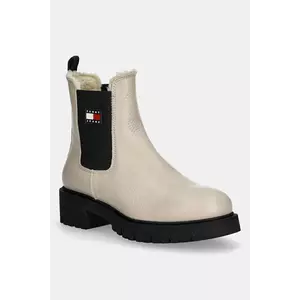 Tommy Jeans ghete chelsea de piele TJW CHELSEA BOOT WL culoarea bej, cu platformă, izolat, EN0EN02826 imagine