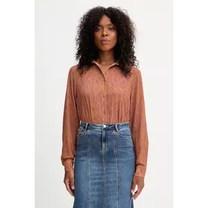 Silvian Heach cămașă RAPANE culoarea maro, cu guler clasic, regular, GPA25413CA imagine