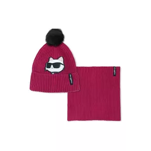 Karl Lagerfeld căciulă și fular pentru copii culoare roz Z31011 imagine