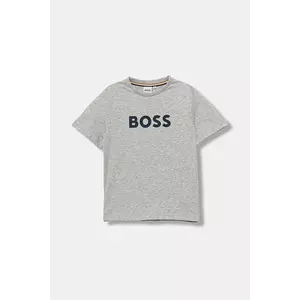 BOSS tricou de bumbac pentru copii culoarea gri, cu imprimeu, J52711 imagine