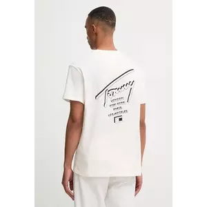 Tommy Jeans tricou din bumbac culoarea bej, cu imprimeu, DM0DM22120 imagine