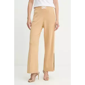 Elisabetta Franchi pantaloni de trening culoarea bej, cu imprimeu, KP69S56E2 imagine