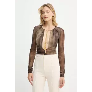 Elisabetta Franchi body culoarea maro, cu imprimeu, BO02057E2 imagine