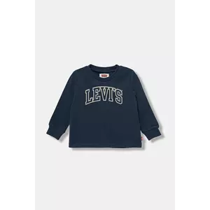 Levi's longsleeve din bumbac pentru bebeluși COLLEGIATE LS TEE culoarea bleumarin, cu imprimeu, 6EP410 imagine
