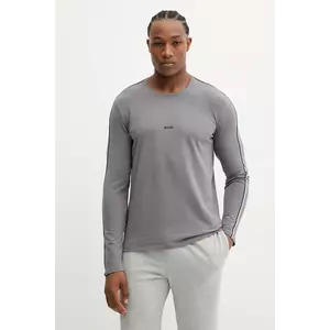 BOSS longsleeve lounge culoarea gri, cu imprimeu, 50550484 imagine