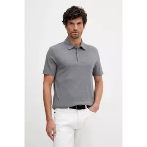 BOSS tricou polo cu mătase BECKHAM X BOSS culoarea bărbaților gri neted 50554093 imagine