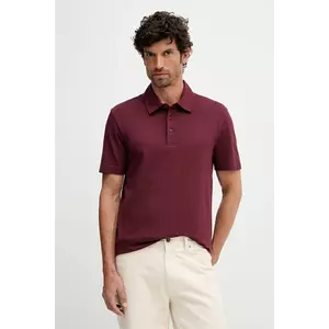 BOSS tricou polo cu mătase BECKHAM X BOSS culoare bordo netedă pentru bărbați 50554093 imagine