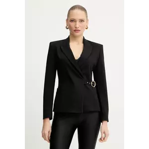 Just Cavalli jachetă cu adaos de viscoză rochie neagră cu un singur rând de nasturi, netedă 79PAQ705 J0092 imagine