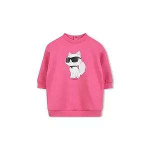 Karl Lagerfeld rochie de bumbac pentru copii roz mini supradimensionat Z30657 imagine