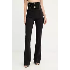 Elisabetta Franchi pantaloni culoarea negru, evazați, high waist, PA13257E2 imagine