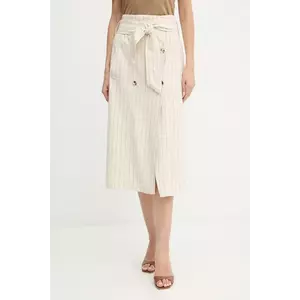 Morgan fustă de in culoarea bej, midi, drept, JRIZ.F imagine