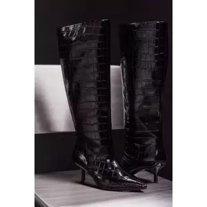 Answear.LAB ghete de piele culoarea negru, cu toc cui imagine