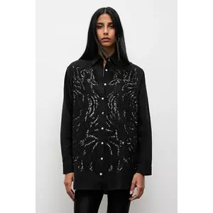 Answear.LAB camasa din bumbac culoarea negru, cu guler clasic, regular imagine