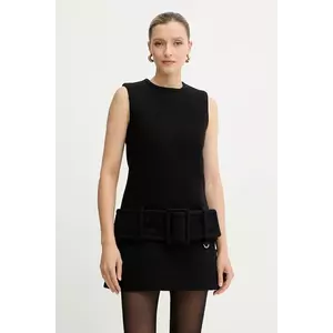 Patou rochie din lână culoarea negru, mini, evazați, DR2060232 imagine