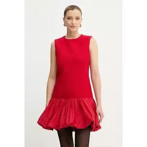 Patou rochie cu lână culoarea roșu, mini, evazați, DR2050223 imagine