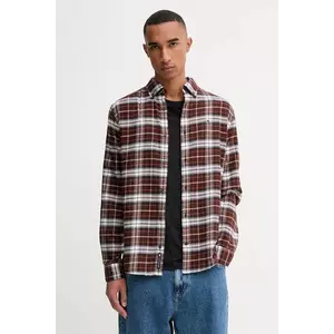 Tommy Jeans cămașă din bumbac culoarea maro, cu guler button-down, regular, DM0DM22024 imagine