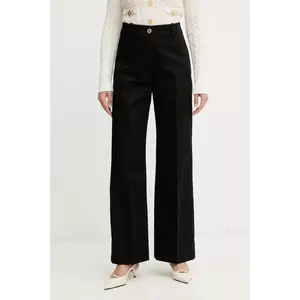 Patou pantaloni de bumbac culoarea negru, drept, high waist, TR0020074 imagine
