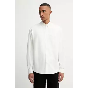 Tommy Jeans cămașă din bumbac culoarea alb, cu guler button-down, relaxed, DM0DM21926 imagine