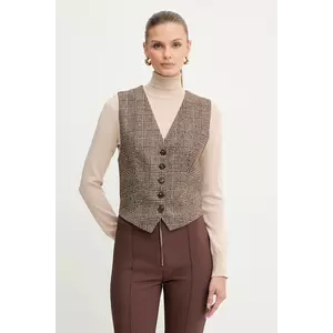 Luisa Spagnoli vestă din amestec de lână culoarea maro, un singur rând de nasturi, 542370 imagine