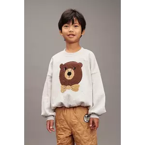 Mini Rodini hanorac de bumbac pentru copii Bear culoarea gri, cu imprimeu, 25720108 imagine