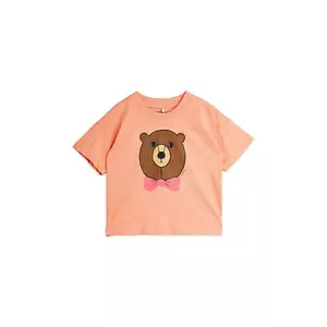 Mini Rodini tricou de bumbac pentru copii Bear culoarea portocaliu, cu imprimeu, 25720107 imagine