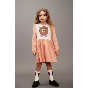 Mini Rodini rochie din bumbac pentru copii Bear culoarea portocaliu, mini, evazați, 25750121 imagine