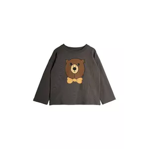 Mini Rodini longsleeve copii Bear culoarea gri, cu imprimeu, 25720106 imagine