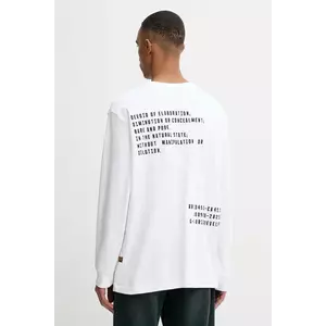 G-Star longsleeve din bumbac culoarea alb, cu imprimeu, D26835.D976 imagine