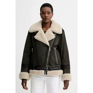 Marc O'Polo o jachetă biker din piele întoarsă culoarea verde, de tranziție, 5000006603 imagine