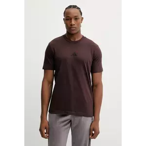adidas tricou din bumbac 3S culoarea maro, cu imprimeu, JX0736 imagine