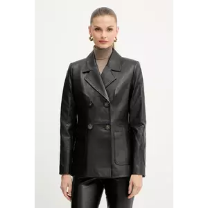 Luisa Spagnoli sacou de piele culoarea negru, cu doua rânduri de nasturi, uni, 542242 imagine