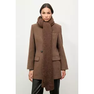 Answear.LAB esarfa de lana culoarea maro, neted imagine