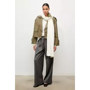 Answear.LAB geaca de piele culoarea verde, de tranzitie, oversize imagine