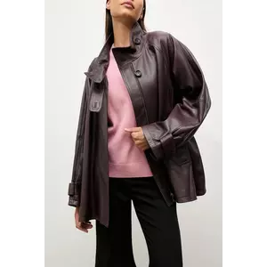 Answear.LAB geaca de piele culoarea bordo imagine