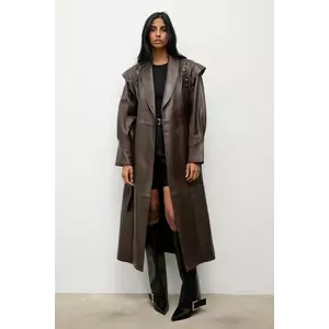 Answear.LAB palton de piele culoarea maro imagine